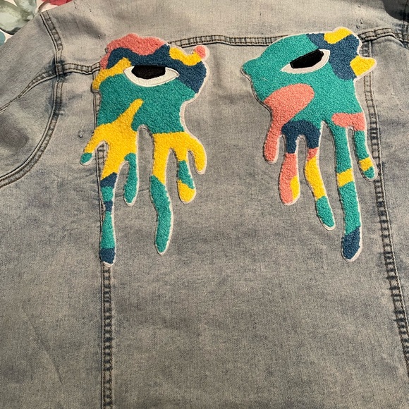 Roku Studio "Pink Camo Tear Drip" Jean Jacket - Picture 2 of 16